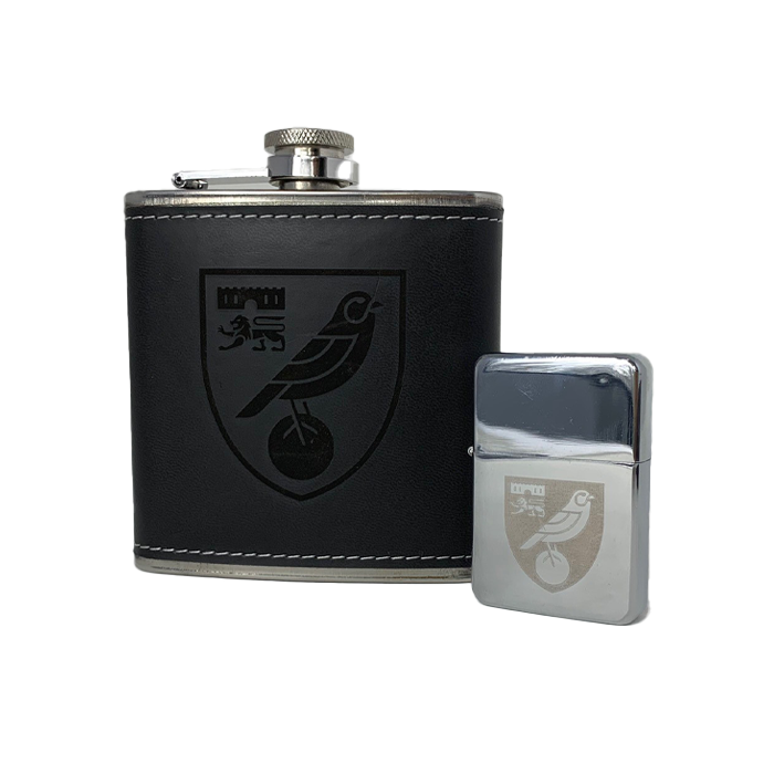 Norwich City Hip Flask & Lighter --1